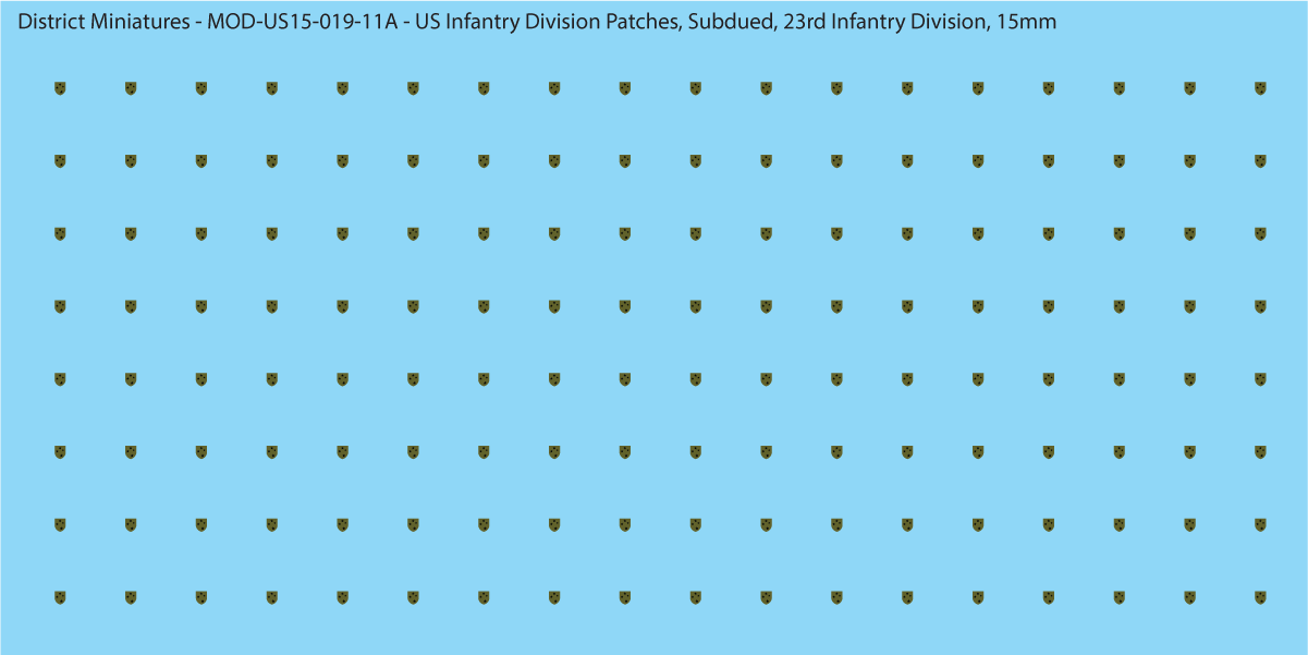 Modern US - US Infantry Division Patches, Subdued (Multiple Options), 15mm Decals