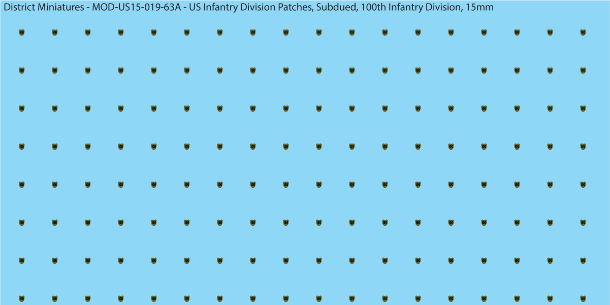 Modern US - US Infantry Division Patches, Subdued (Multiple Options), 15mm Decals