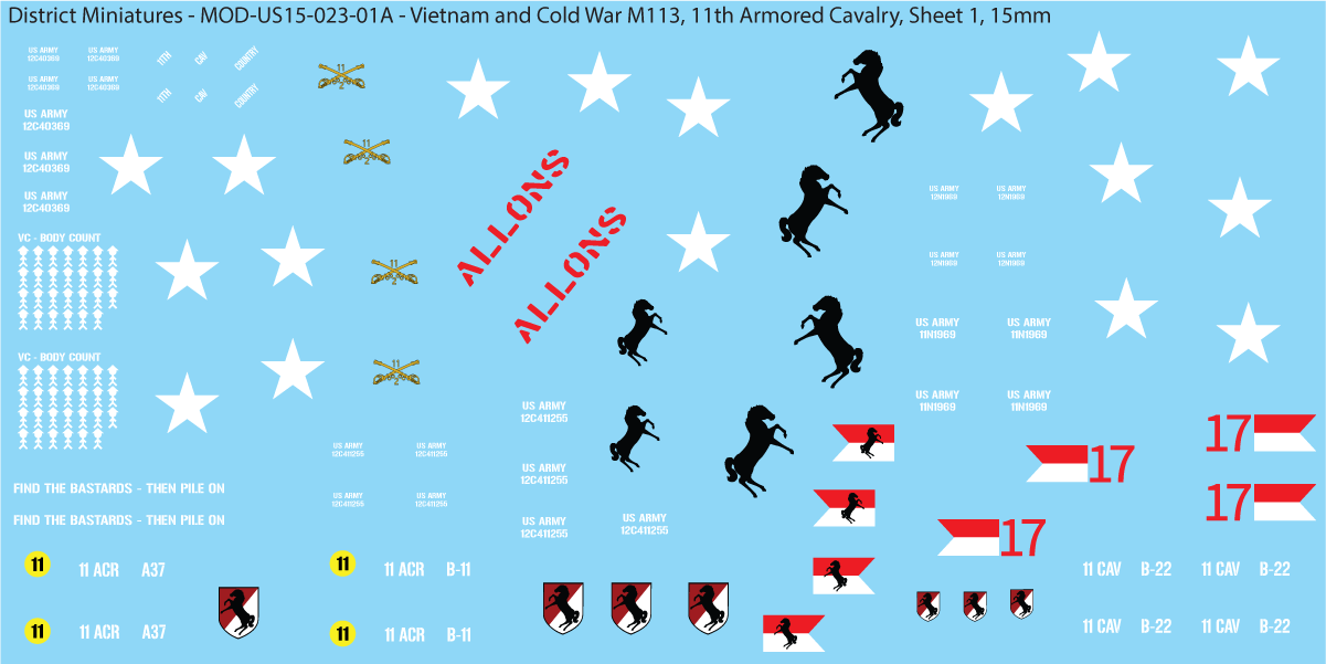 Vietnam and Cold War Era M113 (Multiple Options), 15mm Decals