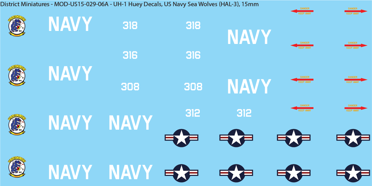 US Vietnam-Era UH-1 Huey (Multiple Options), 15mm