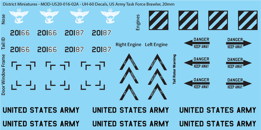 US Army UH-60 Decals (Multiple Options), 20mm