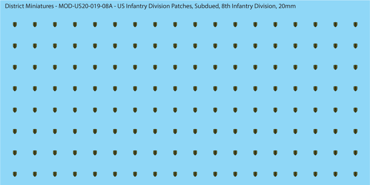 Modern US - US Infantry Division Patches, Subdued (Multiple Options), 20mm Decals