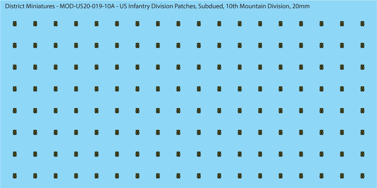 Modern US - US Infantry Division Patches, Subdued (Multiple Options), 20mm Decals