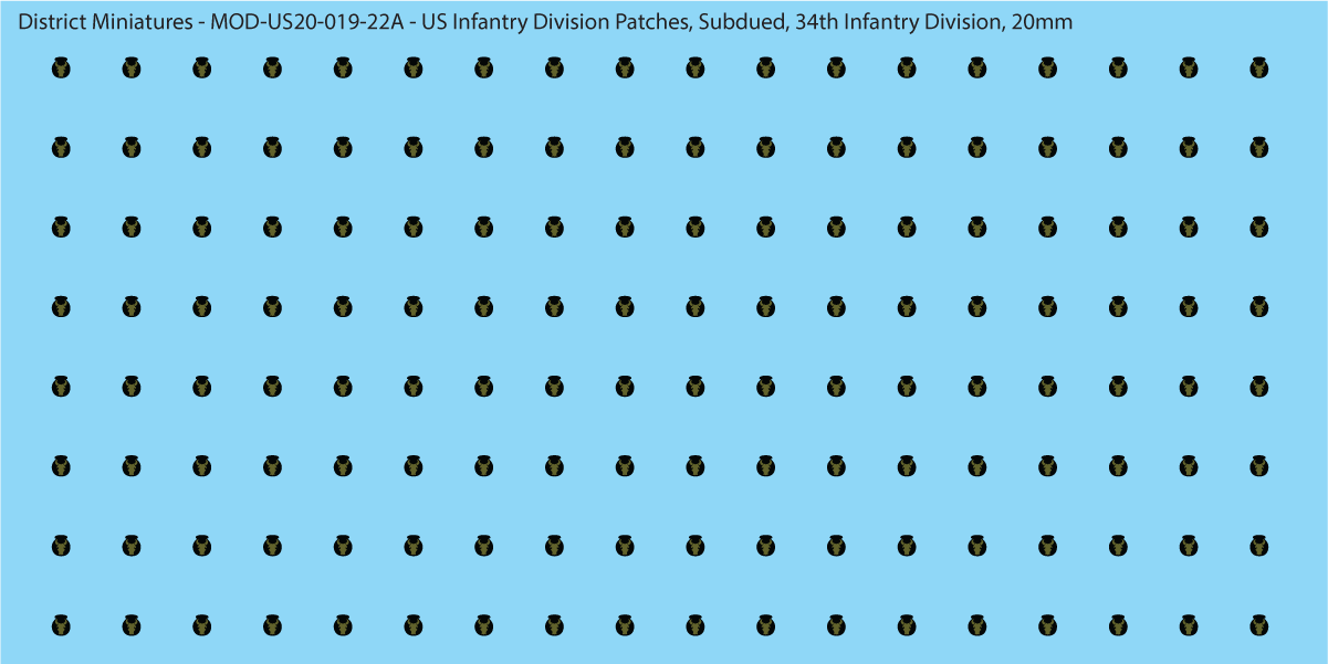 Modern US - US Infantry Division Patches, Subdued (Multiple Options), 20mm Decals