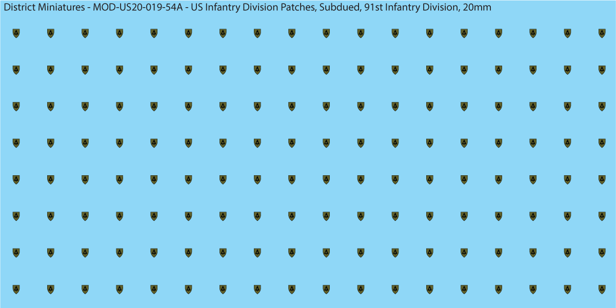 Modern US - US Infantry Division Patches, Subdued (Multiple Options), 20mm Decals