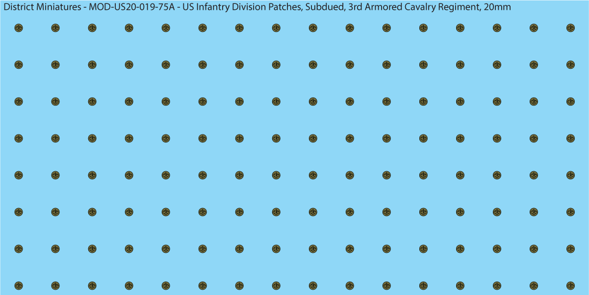 Modern US - US Infantry Division Patches, Subdued (Multiple Options), 20mm Decals