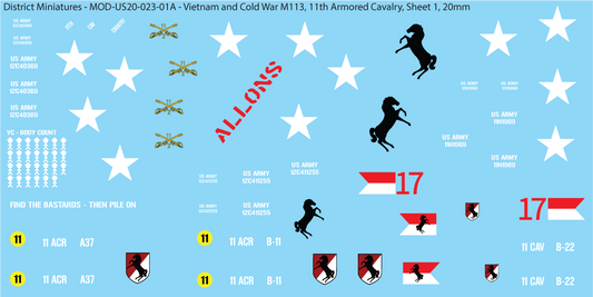 Vietnam and Cold War Era M113 (Multiple Options), 20mm Decals
