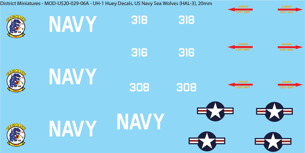 US Vietnam-Era UH-1 Huey (Multiple Options), 20mm