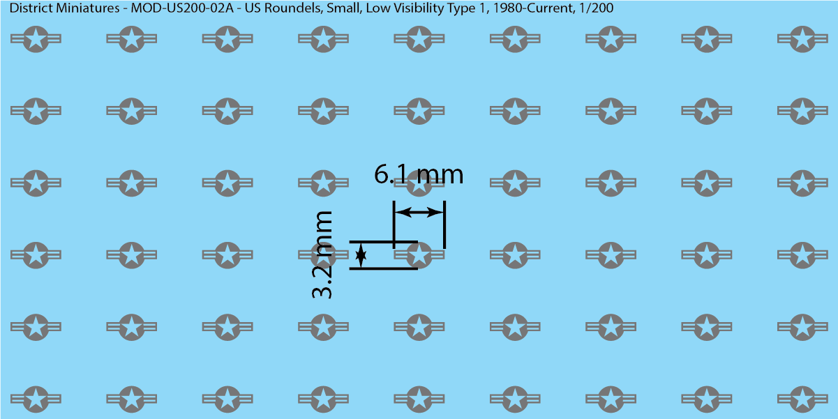 Modern US Aircraft Roundels (Multiple Options), 1/200 Decals