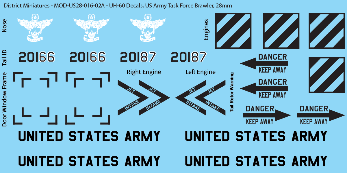 US Army UH-60 Decals (Multiple Options), 28mm