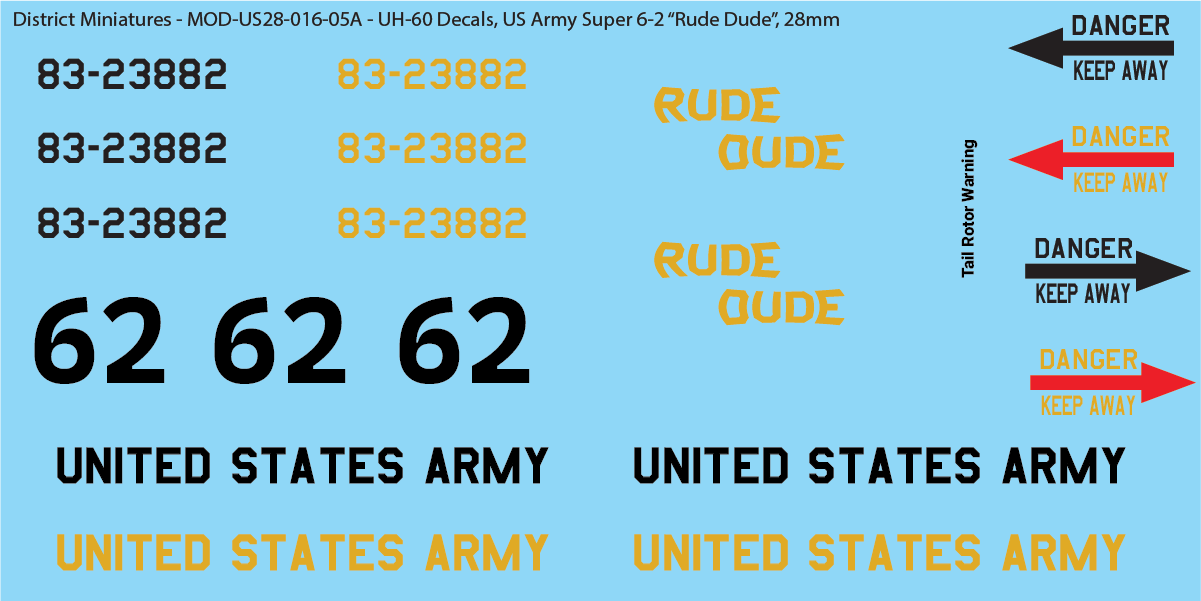 US Army UH-60 Decals (Multiple Options), 28mm