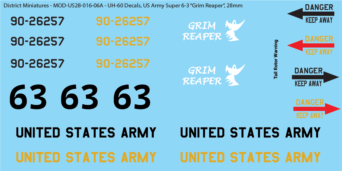 US Army UH-60 Decals (Multiple Options), 28mm
