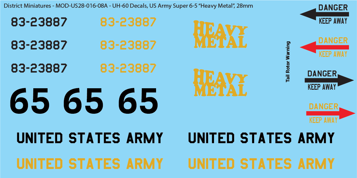 US Army UH-60 Decals (Multiple Options), 28mm