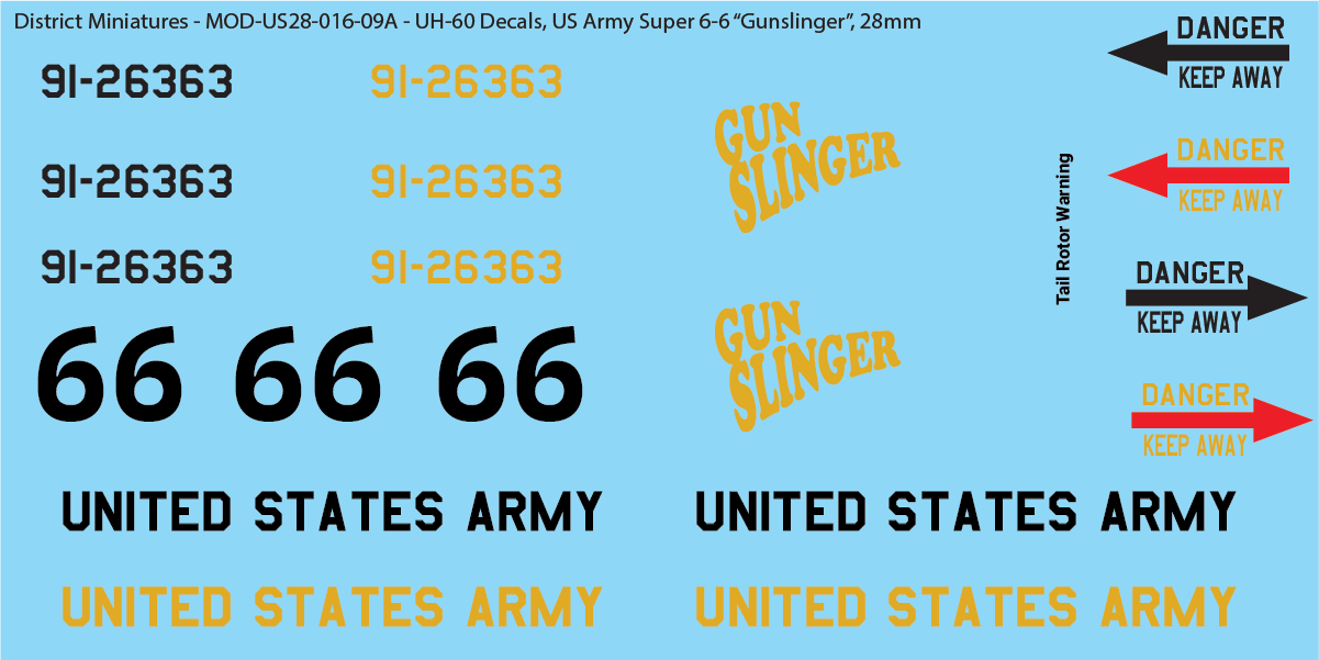US Army UH-60 Decals (Multiple Options), 28mm