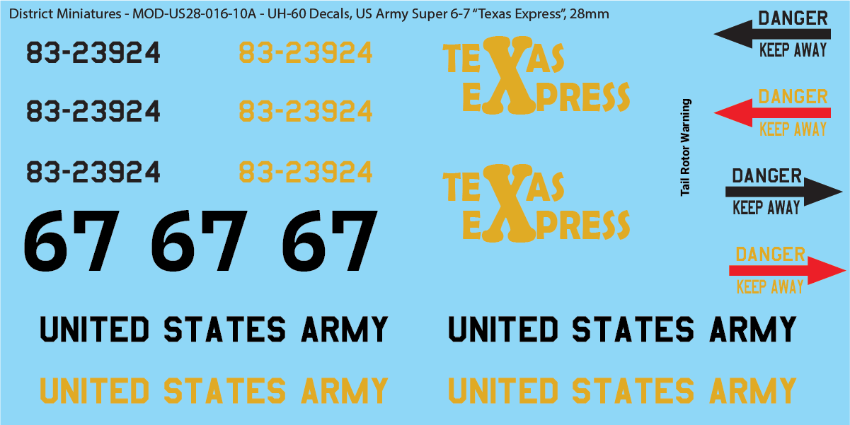 US Army UH-60 Decals (Multiple Options), 28mm