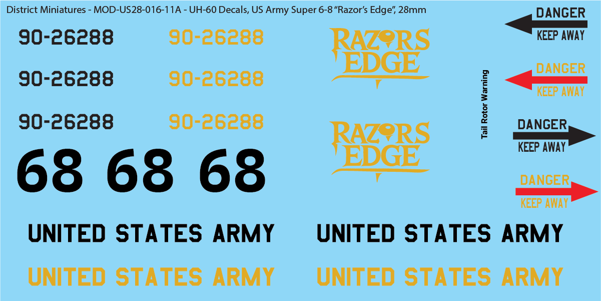 US Army UH-60 Decals (Multiple Options), 28mm