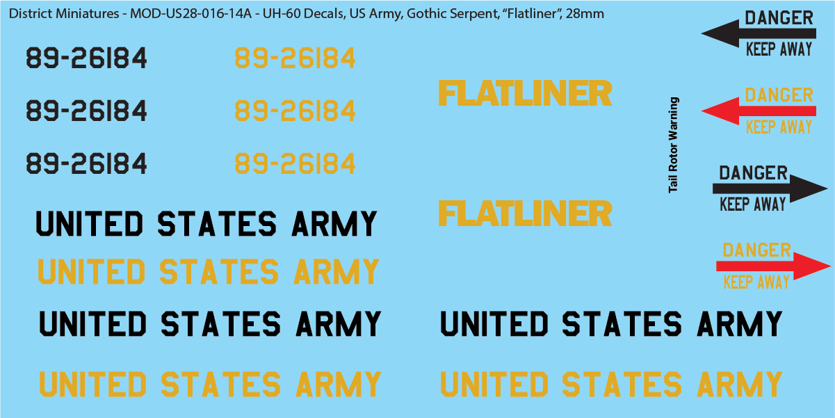 US Army UH-60 Decals (Multiple Options), 28mm