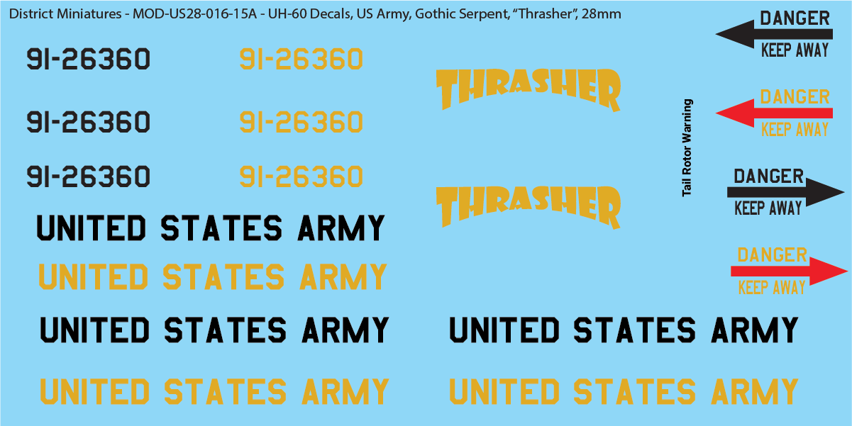 US Army UH-60 Decals (Multiple Options), 28mm
