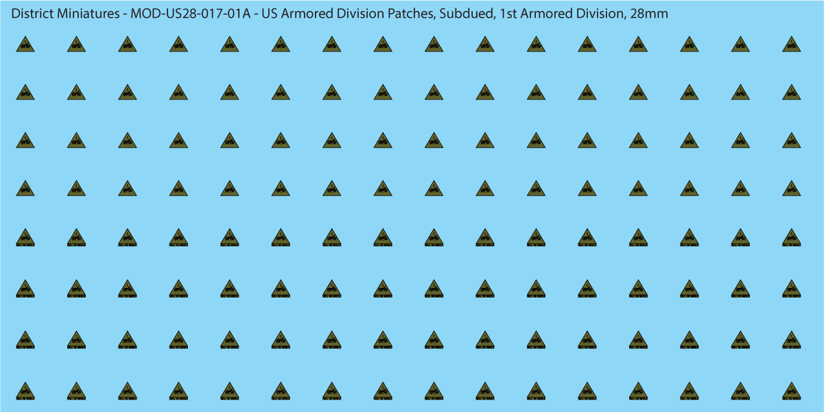 Modern US - US Armored Division Patched, Subdued (Multiple Options), 28mm Decals