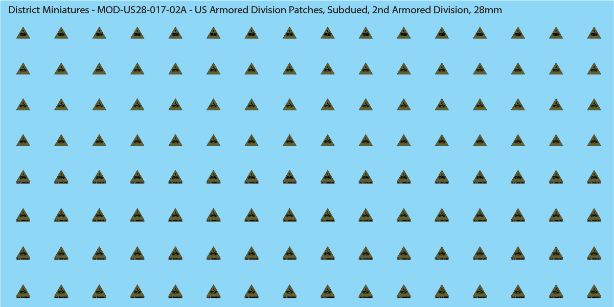 Modern US - US Armored Division Patched, Subdued (Multiple Options), 28mm Decals