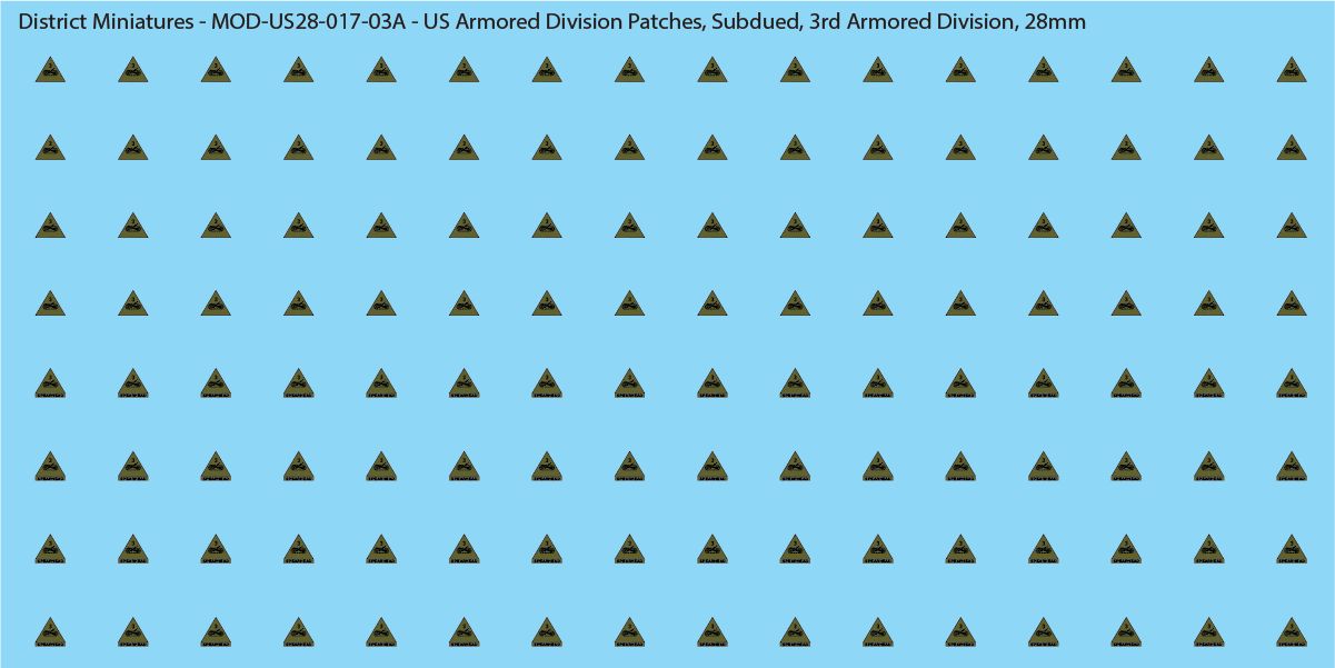 Modern US - US Armored Division Patched, Subdued (Multiple Options), 28mm Decals