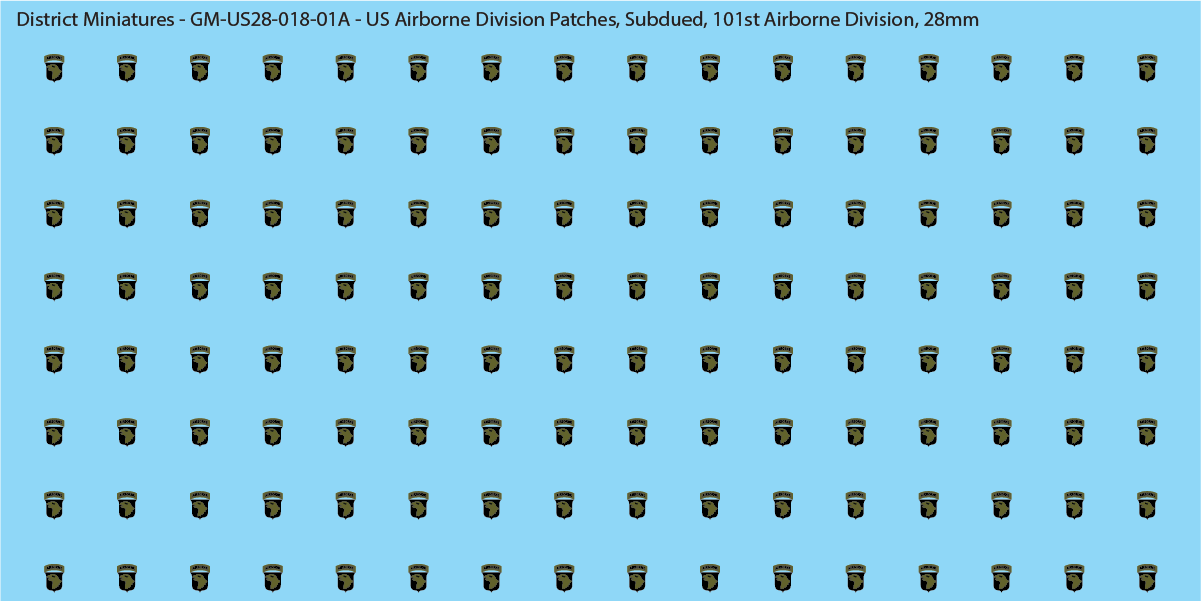 Modern US - US Airborne Division Patches, Subdued (Multiple Options), 28mm Decals
