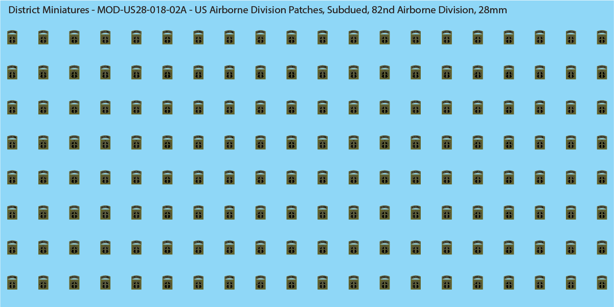Modern US - US Airborne Division Patches, Subdued (Multiple Options), 28mm Decals