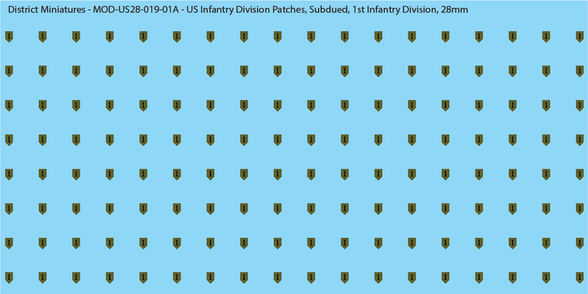 Modern US - US Infantry Division Patches, Subdued (Multiple Options), 28mm Decals