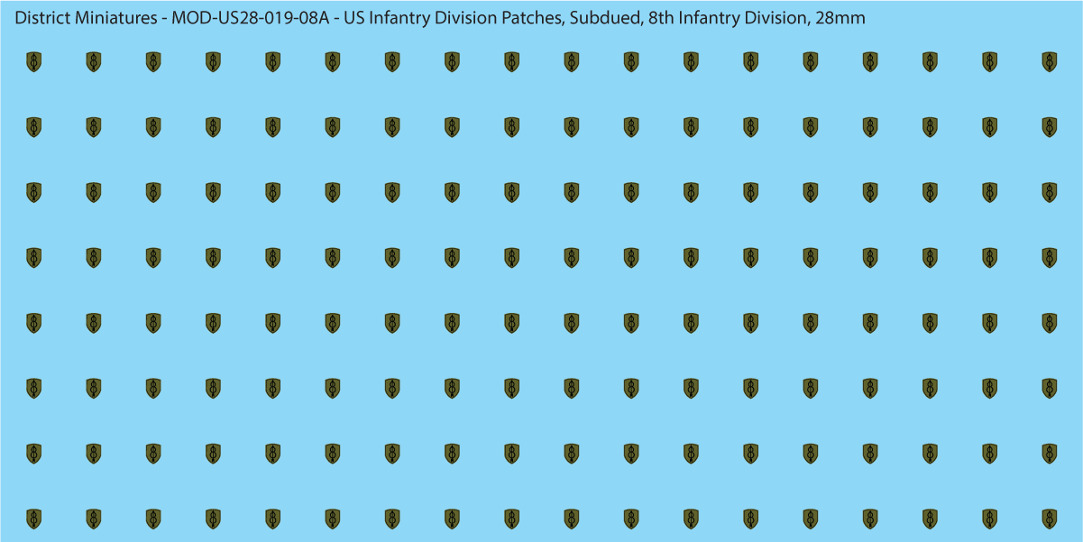 Modern US - US Infantry Division Patches, Subdued (Multiple Options), 28mm Decals