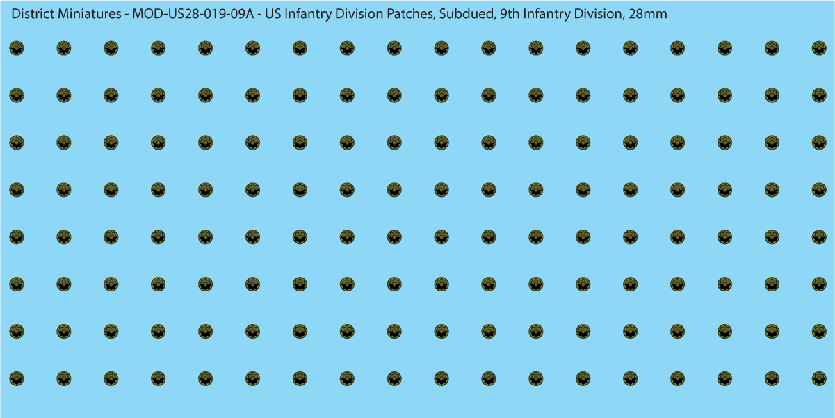 Modern US - US Infantry Division Patches, Subdued (Multiple Options), 28mm Decals