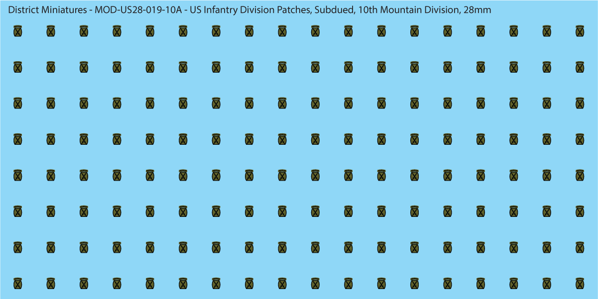 Modern US - US Infantry Division Patches, Subdued (Multiple Options), 28mm Decals