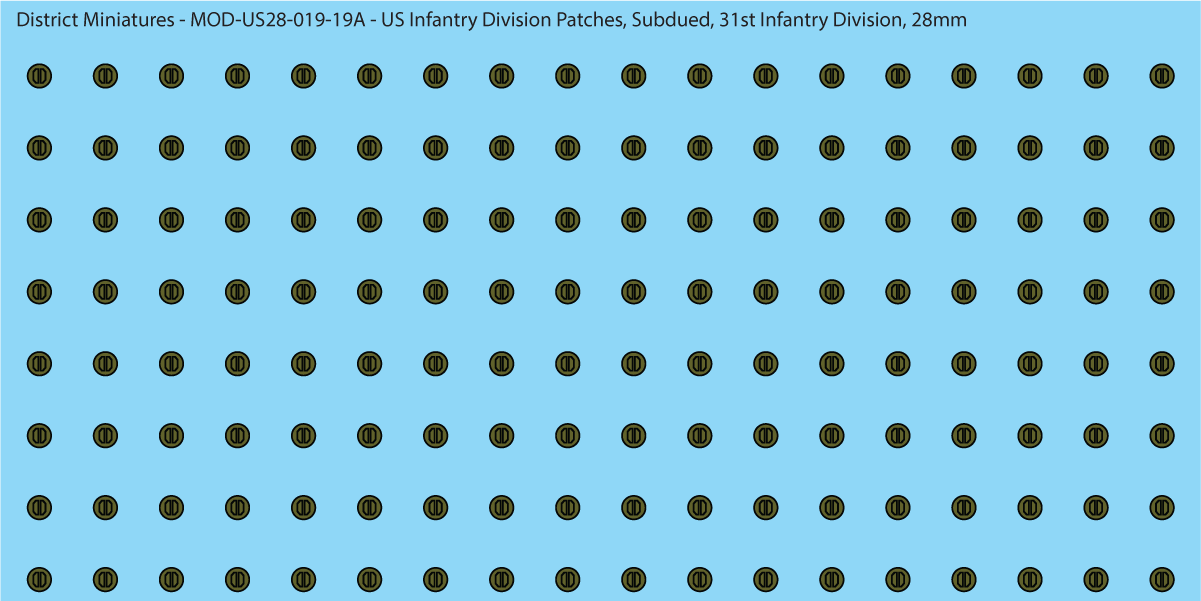 Modern US - US Infantry Division Patches, Subdued (Multiple Options), 28mm Decals