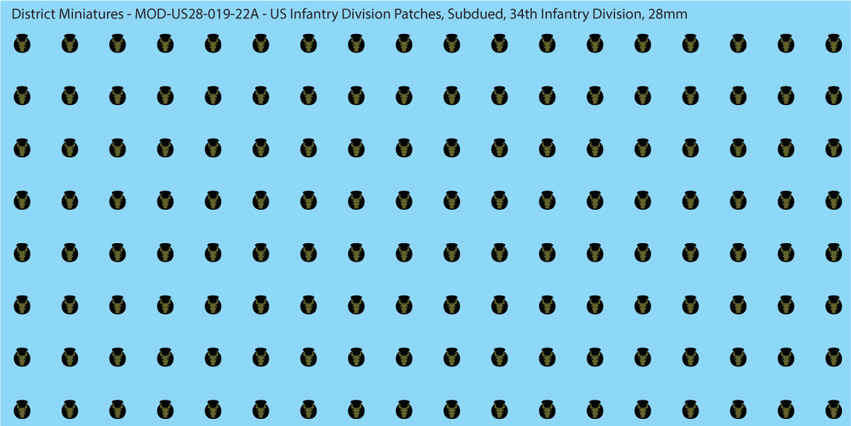 Modern US - US Infantry Division Patches, Subdued (Multiple Options), 28mm Decals
