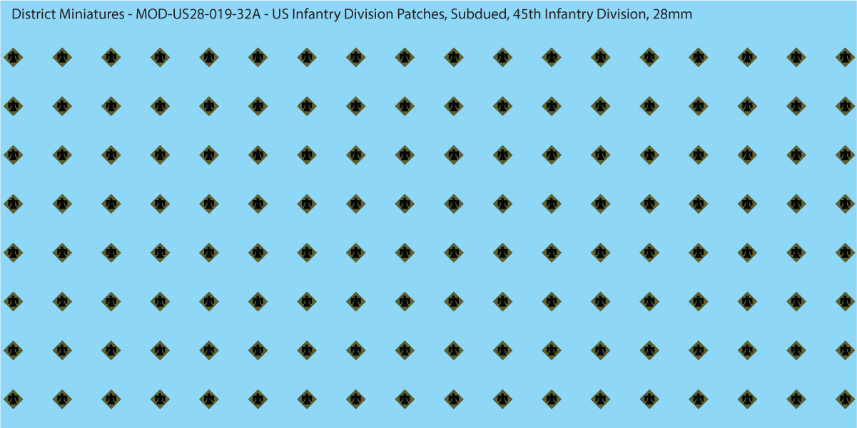 Modern US - US Infantry Division Patches, Subdued (Multiple Options), 28mm Decals