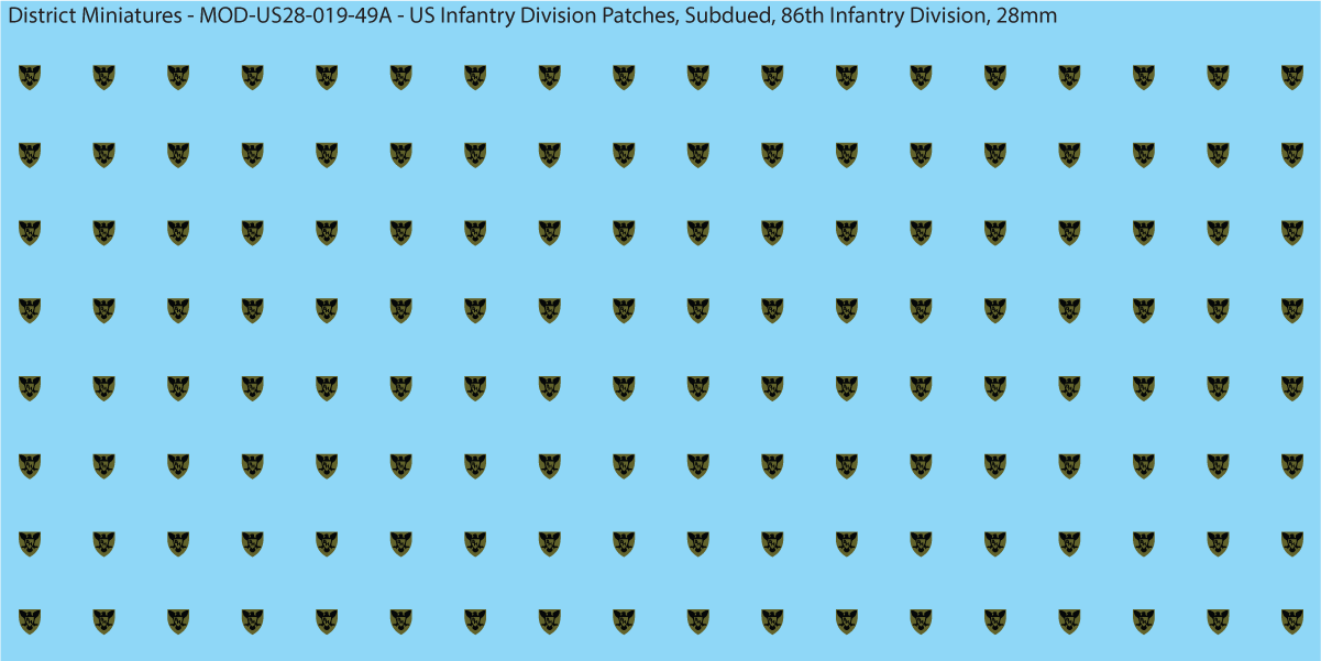 Modern US - US Infantry Division Patches, Subdued (Multiple Options), 28mm Decals