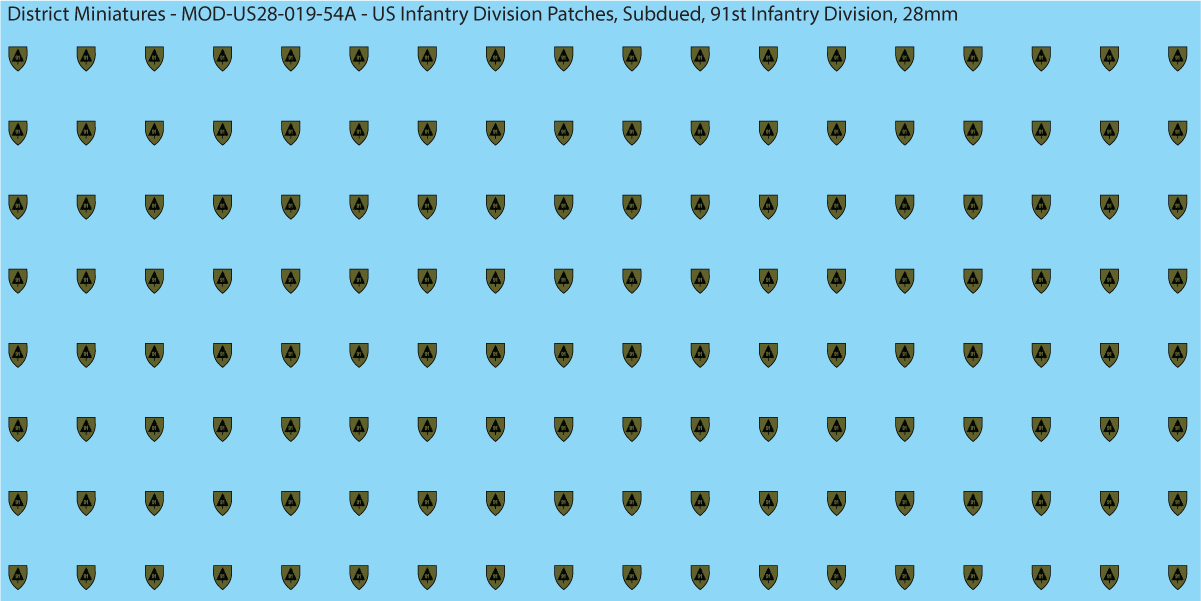 Modern US - US Infantry Division Patches, Subdued (Multiple Options), 28mm Decals