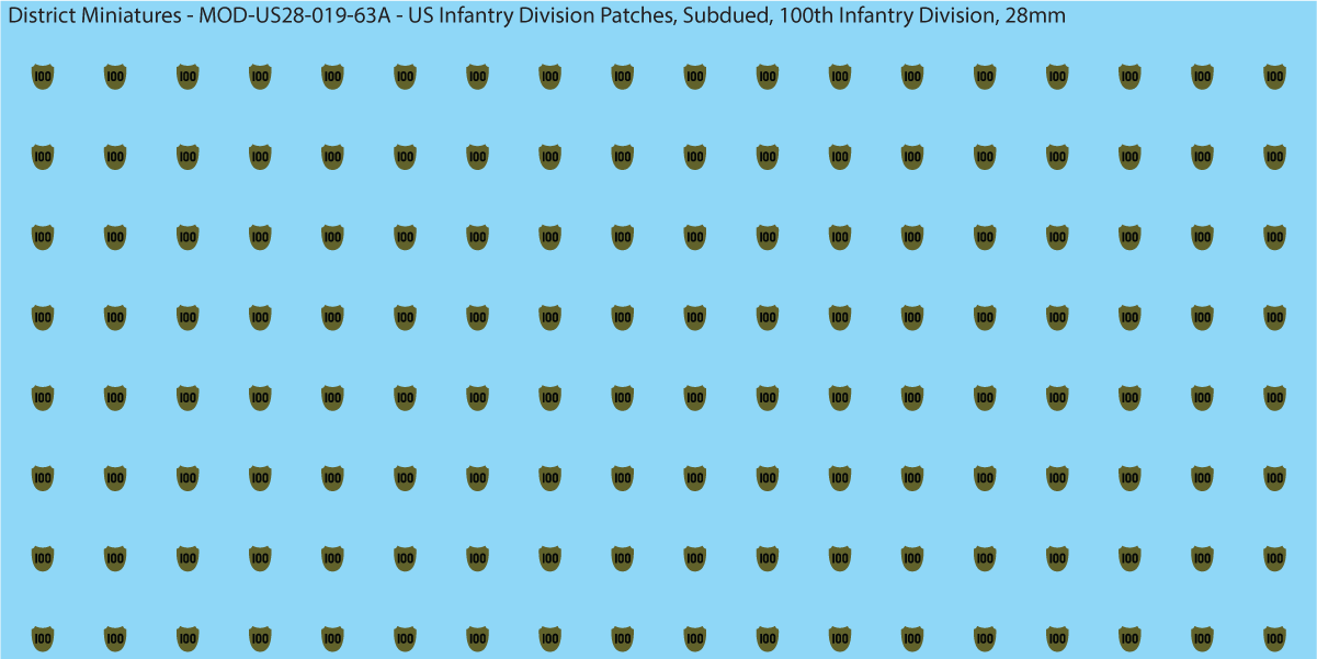 Modern US - US Infantry Division Patches, Subdued (Multiple Options), 28mm Decals