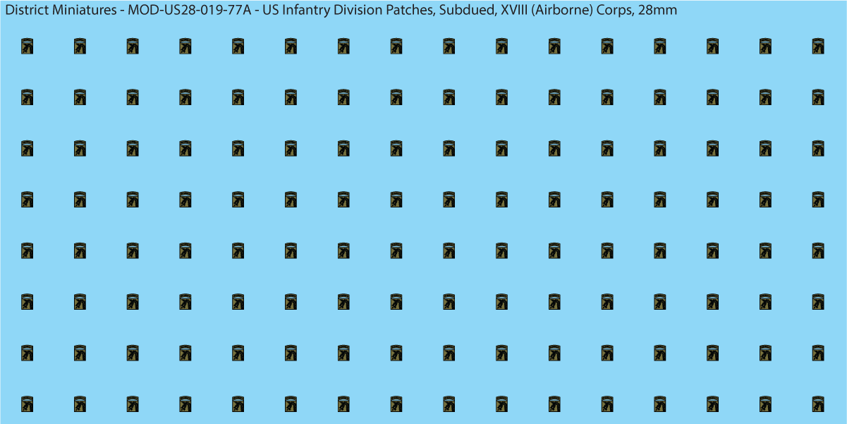 Modern US - US Airborne Division Patches, Subdued (Multiple Options), 28mm Decals