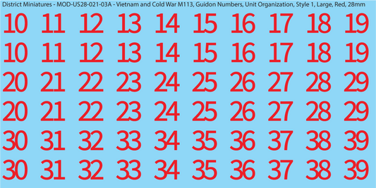 Modern US Cavalry Guidon Large Vehicle Number (Multiple Options), 28mm Decals