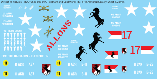 Vietnam and Cold War Era M113 (Multiple Options), 28mm Decals