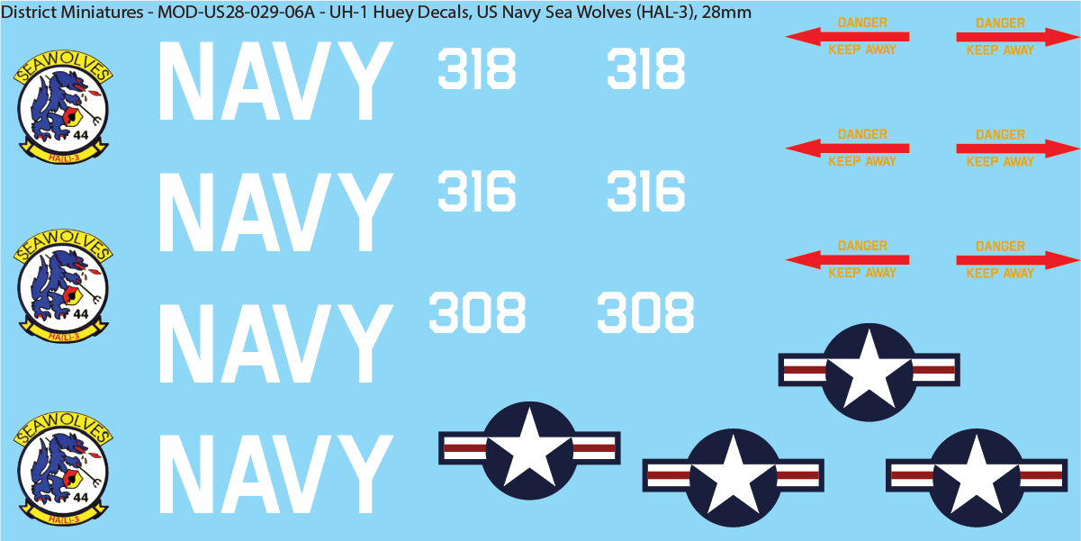US Vietnam-Era UH-1 Huey (Multiple Options), 28mm