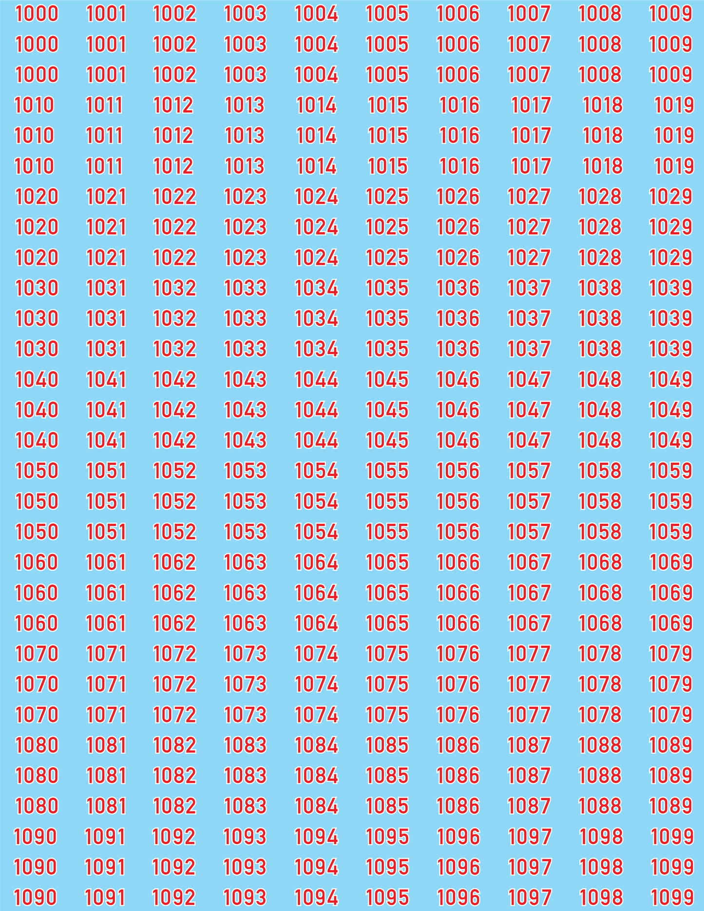 WW2 German - German Vehicle Numbers Sheets, Regular Size, 1000-1999 (Multiple Options), 28mm