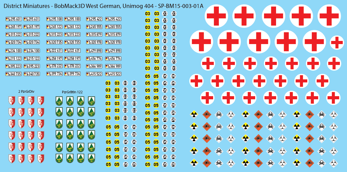 BobMack3D West German - Unimog 404 15mm Decals