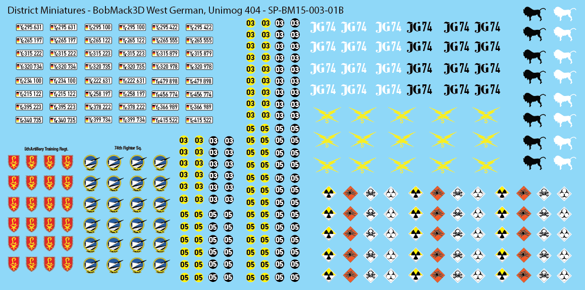 BobMack3D West German - Unimog 404 15mm Decals
