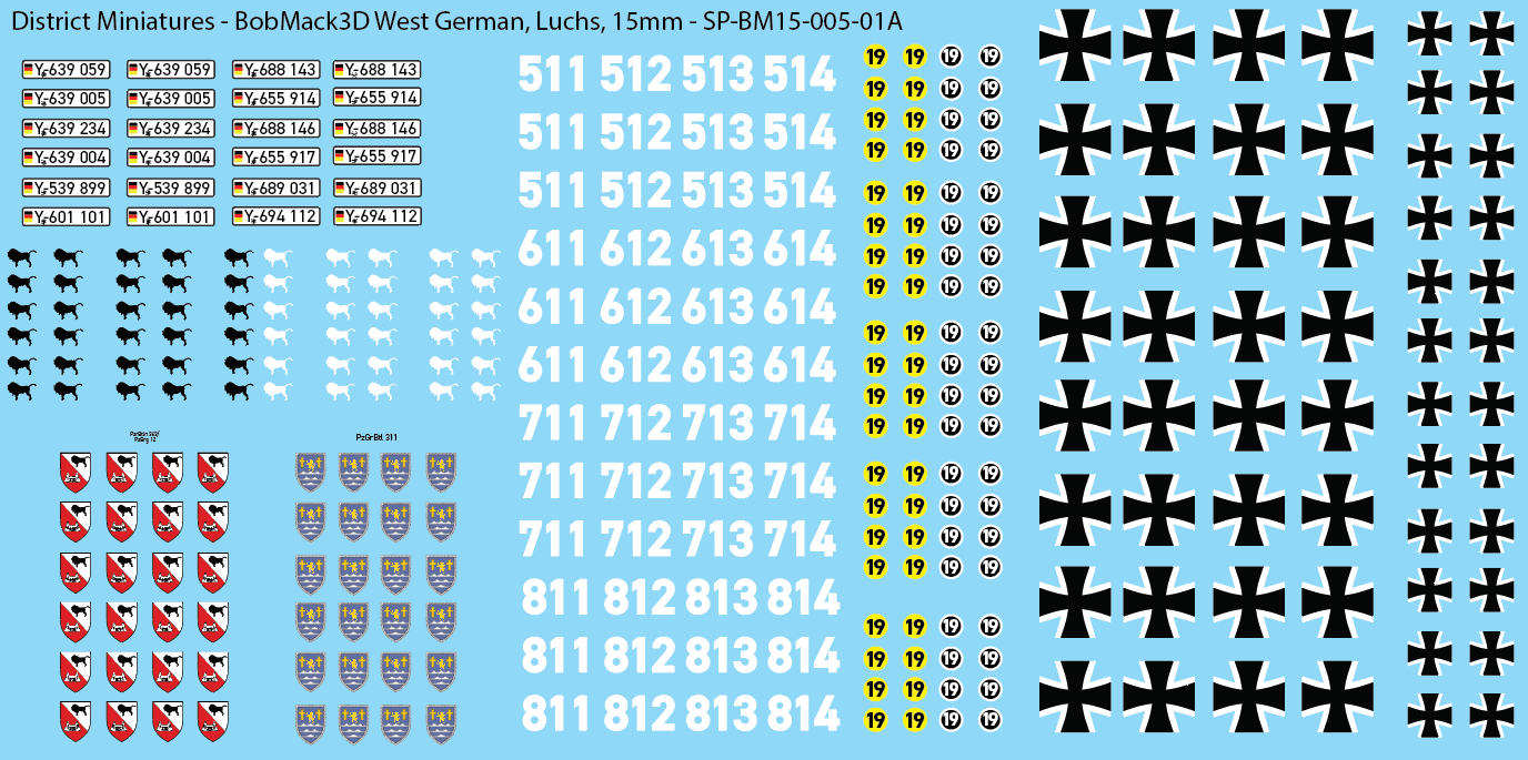 BobMack3D West German - Spähpanzer Luchs 15mm Decals
