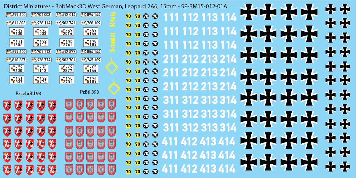 BobMack3D West German - Leopard 2A6 15mm Decals