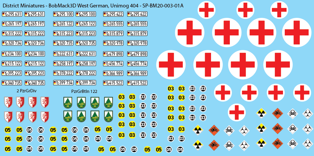 BobMack3D West German - Unimog 404 20mm Decals
