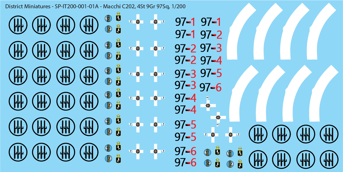 Italian Macchi C202, 1/200 Scale Decals
