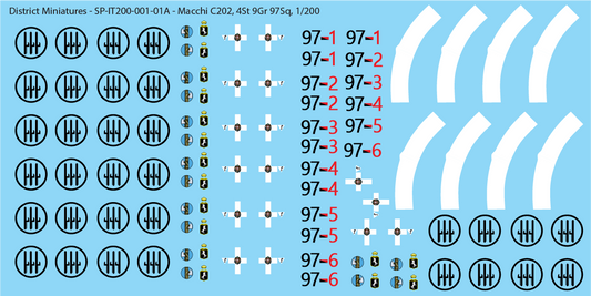 Italian Macchi C202, 1/200 Scale Decals