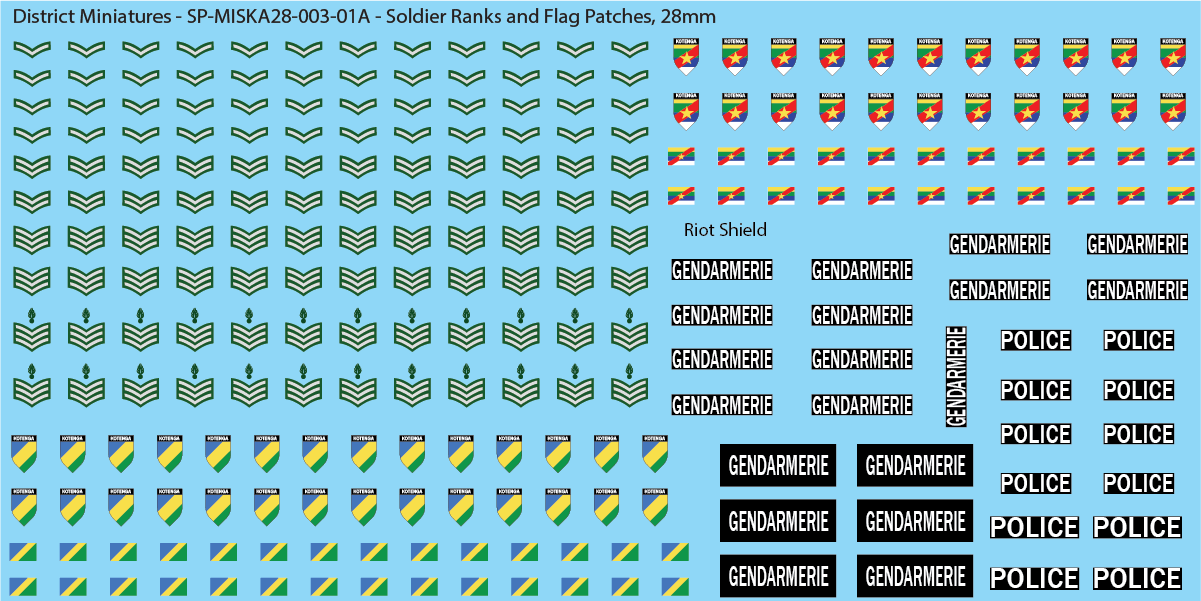 Africa - Soldier Ranks and Flag Patches, 28mm